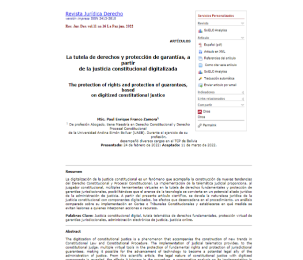 La tutela de derechos y protección de garantías, a partir de la justicia constitucional digitalizada
